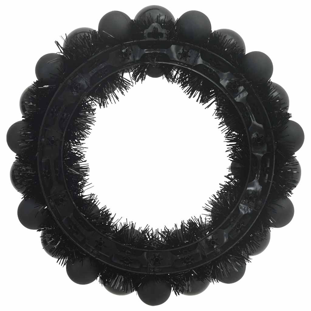 Couronnes de Boules de Noël 2 pcs Noir 33 x 33 x 7 cm