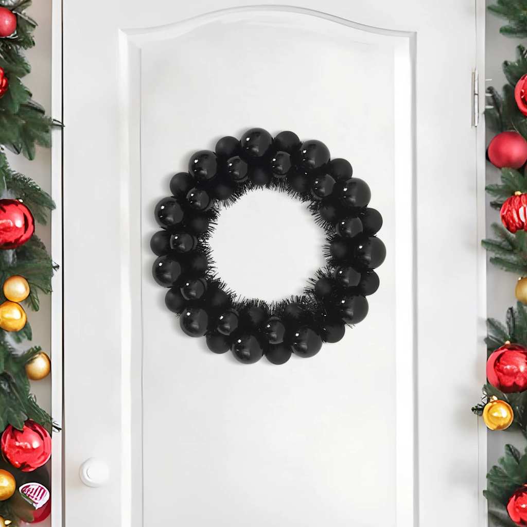 Couronnes de Boules de Noël 2 pcs Noir 33 x 33 x 7 cm