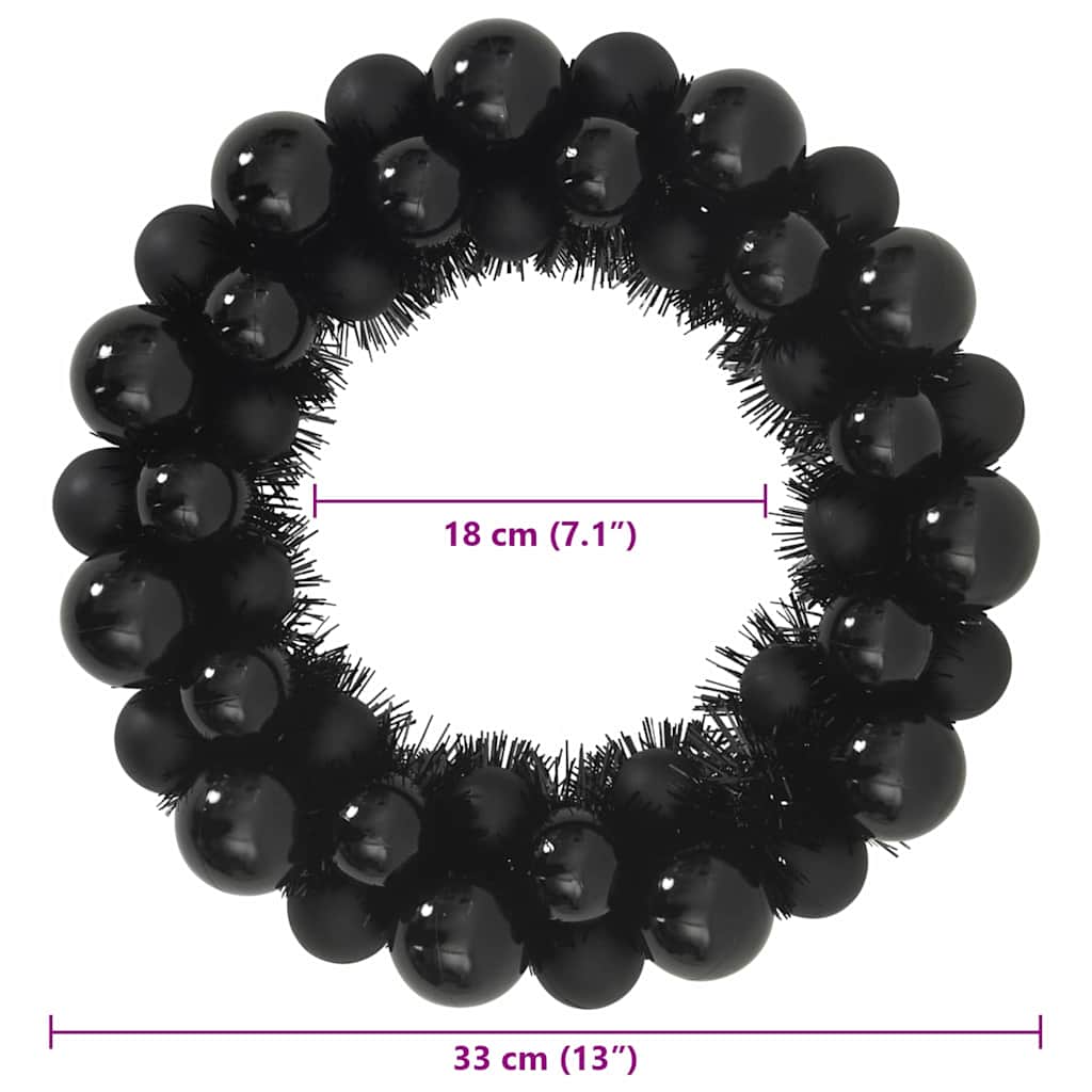 Couronnes de Boules de Noël 2 pcs Noir 33 x 33 x 7 cm