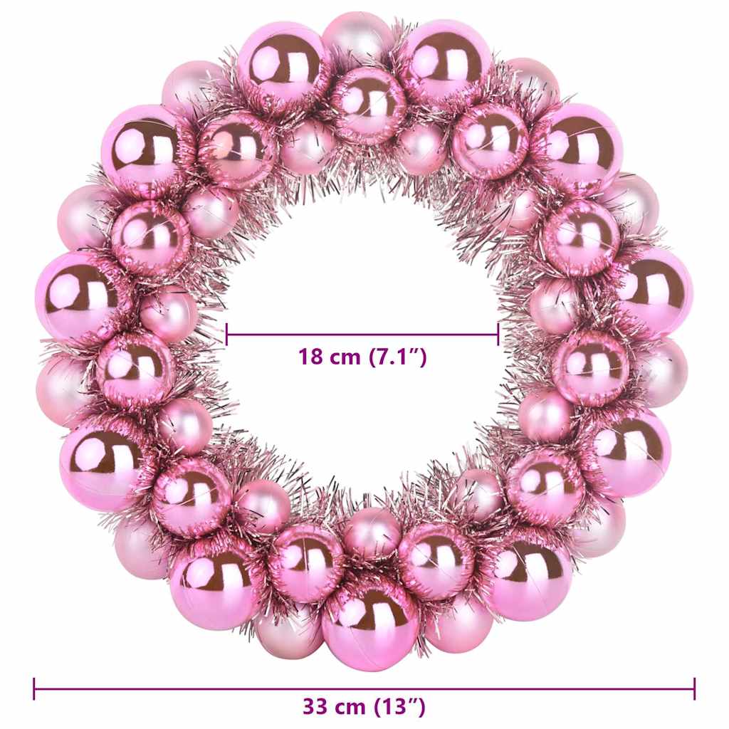 Couronnes de Boules de Noël 2 pcs Rose 33 x 33 x 7 cm - XIOS