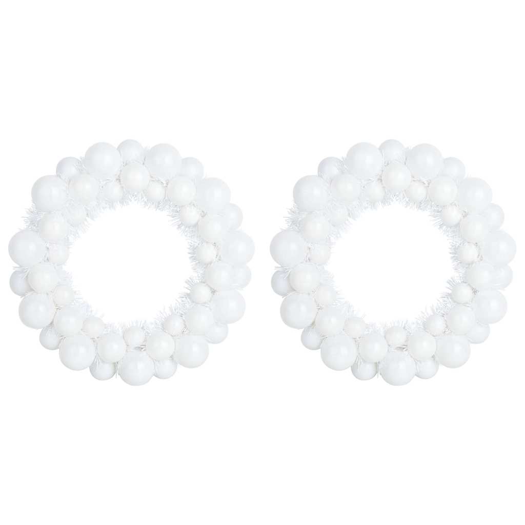 Couronnes de Boules de Noël 2 pcs Blanc 33 x 33 x 7 cm - XIOS