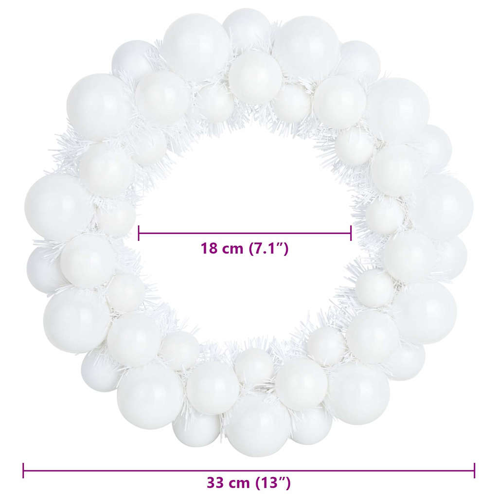 Couronnes de Boules de Noël 2 pcs Blanc 33 x 33 x 7 cm - XIOS