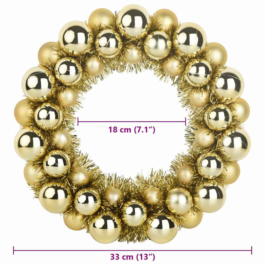Couronnes de Boules de Noël 2 pcs Doré 33 x 33 x 7 cm - XIOS
