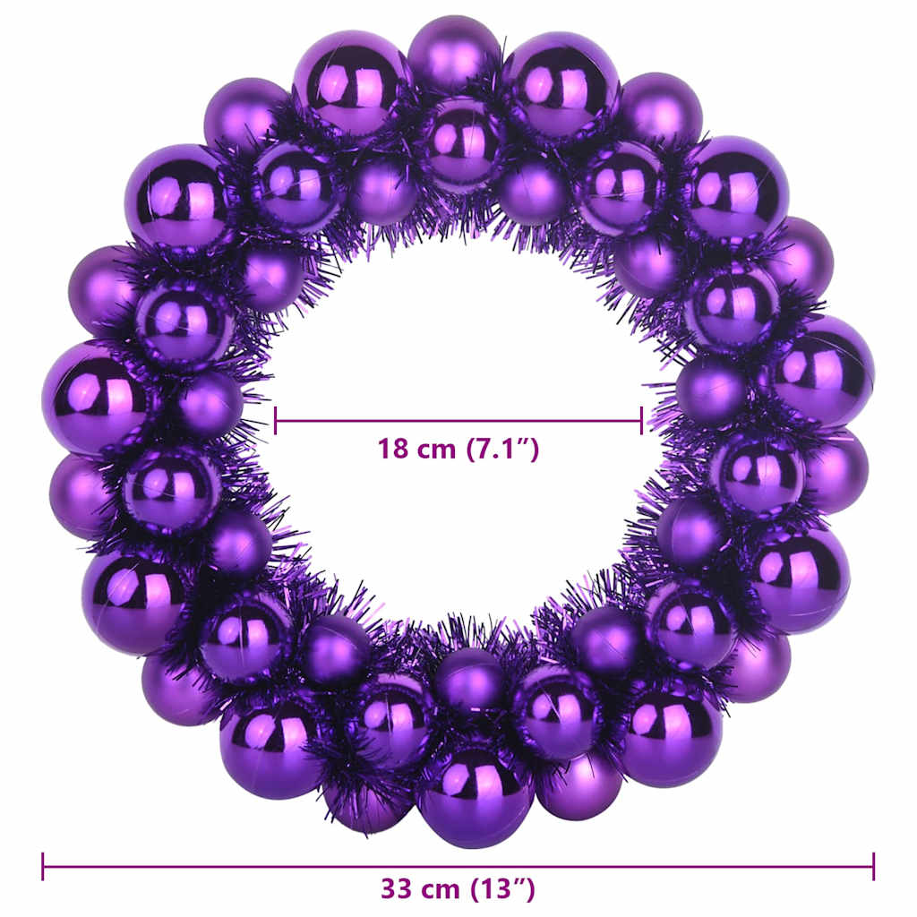 Couronnes de Boules de Noël 2 pcs Lilas 33 x 33 x 7 cm - XIOS