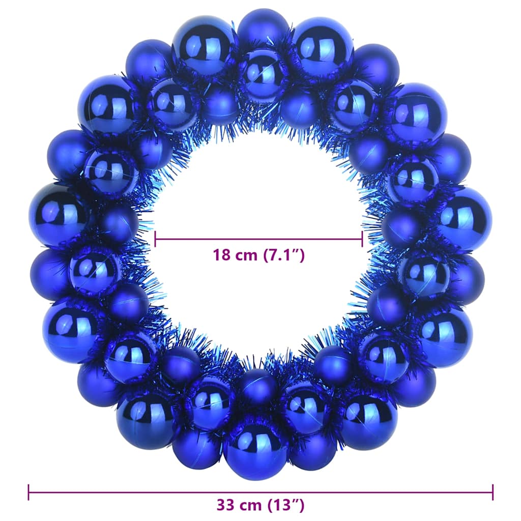 Couronnes de Boules de Noël 2 pcs Bleu 33 x 33 x 7 cm - XIOS