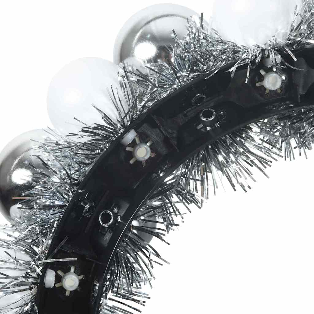 Couronnes de Boules de Noël 2 pcs Blanc et Argent - XIOS