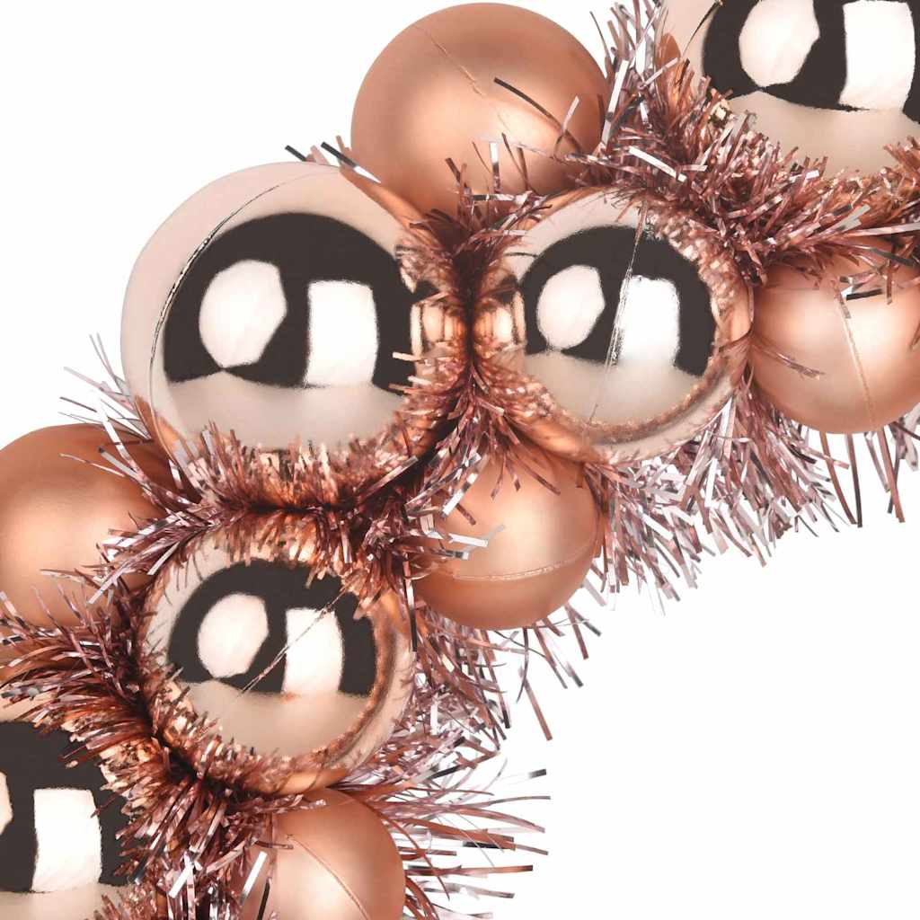 Couronnes de Boules de Noël 2 pcs Rose doré 33 x 33 x 7 cm - XIOS