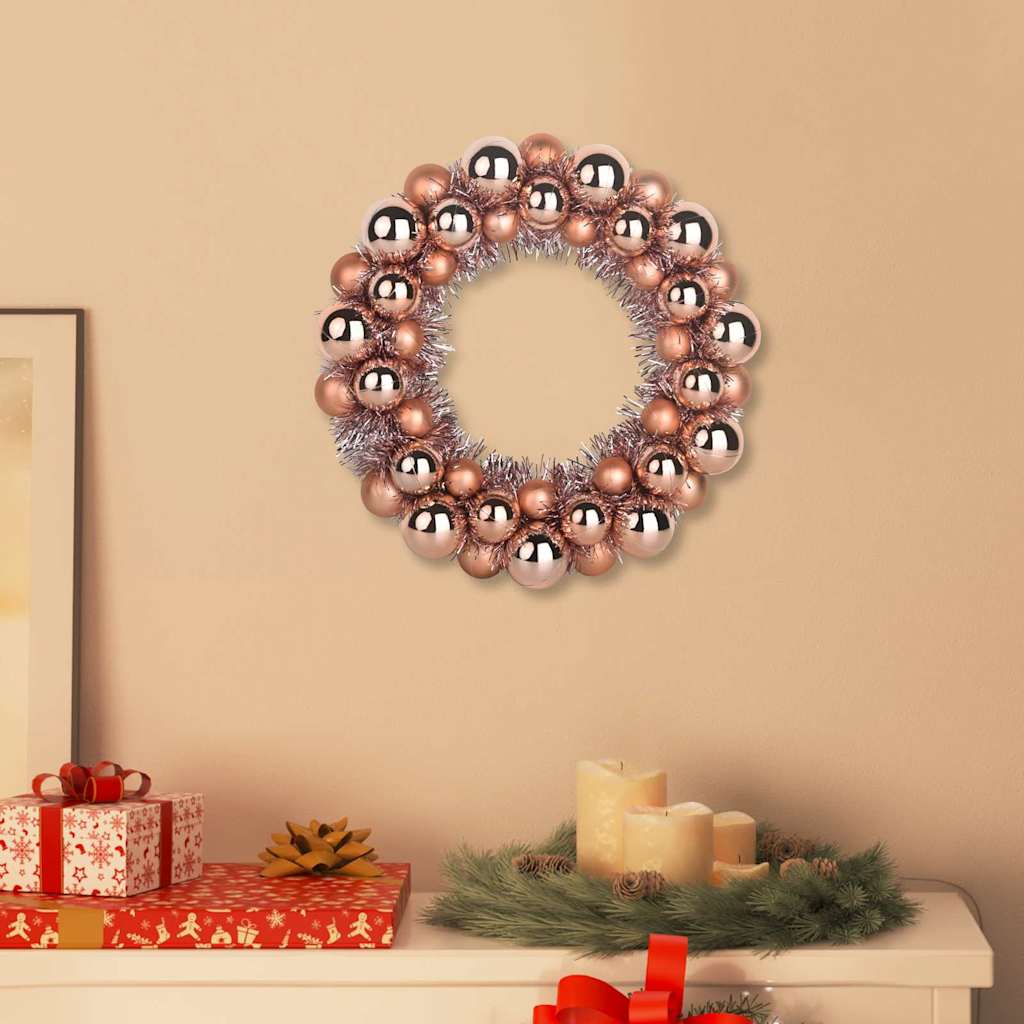 Couronnes de Boules de Noël 2 pcs Rose doré 33 x 33 x 7 cm - XIOS