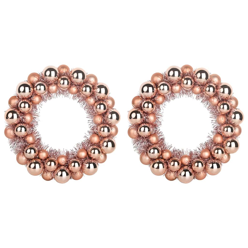 Couronnes de Boules de Noël 2 pcs Rose doré 33 x 33 x 7 cm - XIOS