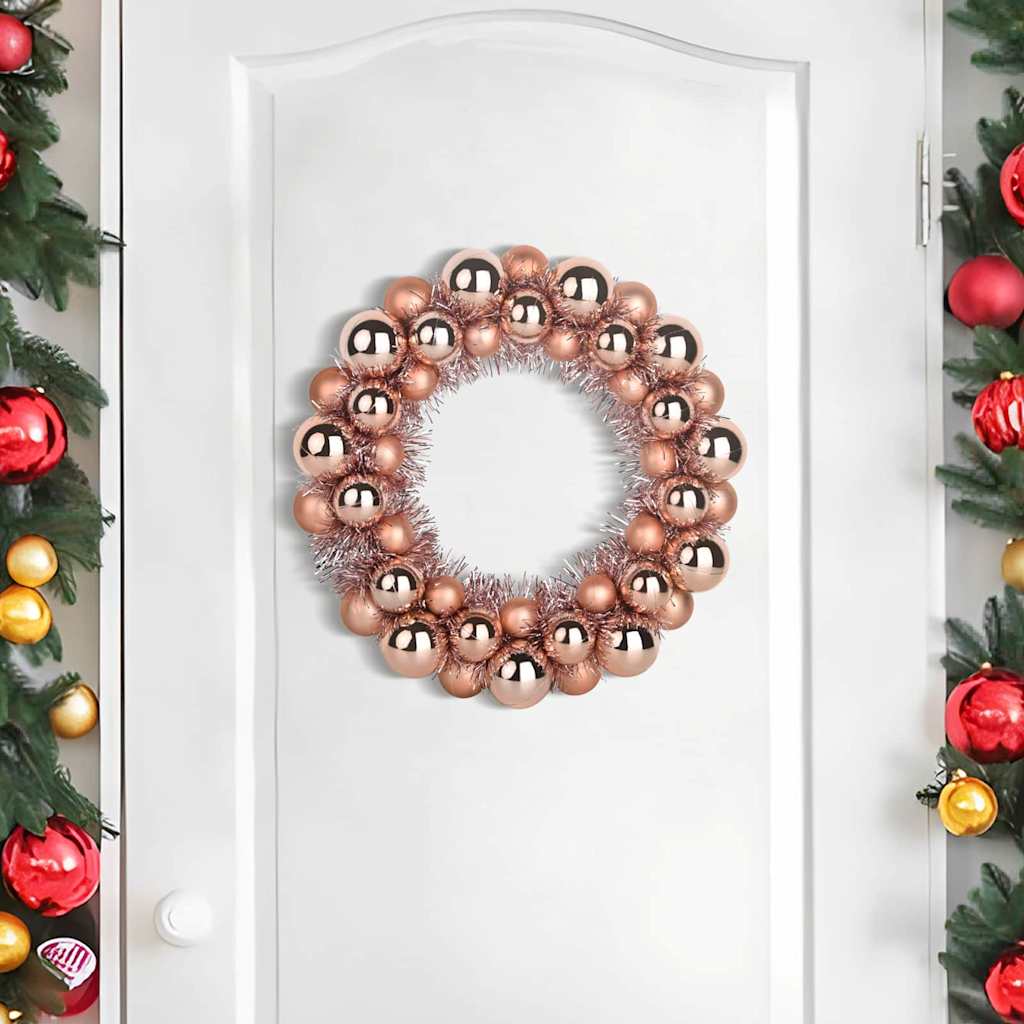 Couronnes de Boules de Noël 2 pcs Rose doré 33 x 33 x 7 cm - XIOS