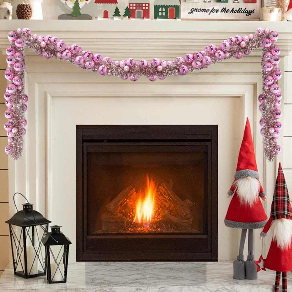 Guirlande de Boules de Noël Rose 186 cm Polystyrène - XIOS