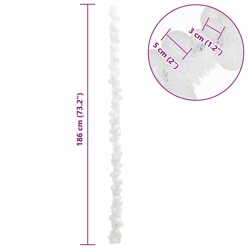 Guirlande de Boules de Noël Blanc 186 cm Polystyrène - XIOS