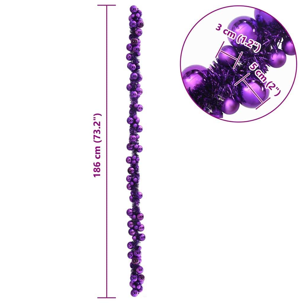 Guirlande de Boules de Noël Lilas 186 cm Polystyrène - XIOS