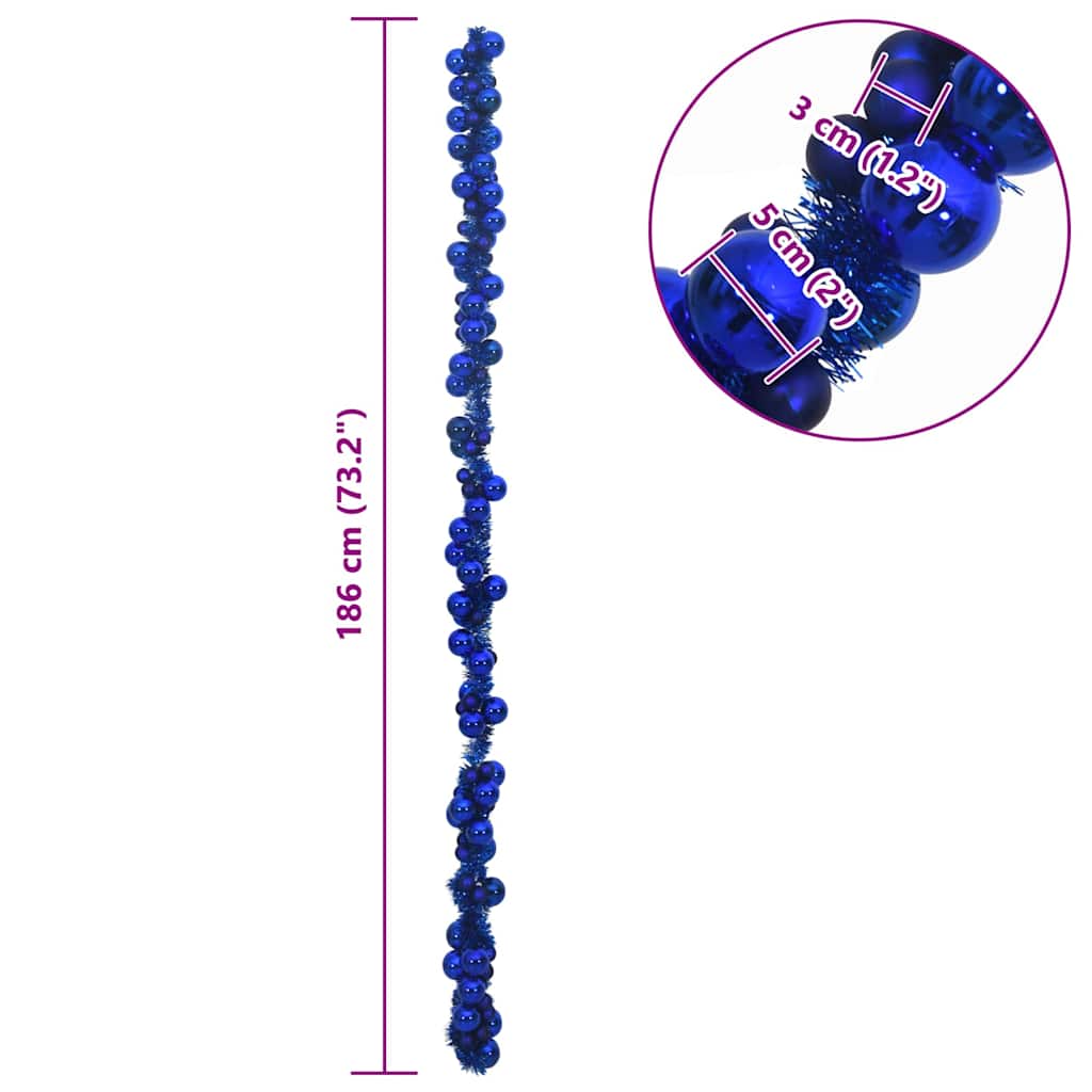 Guirlande de Boules de Noël Bleu 186 cm Polystyrène - XIOS