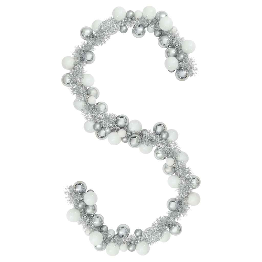 Guirlande de Boules de Noël Blanc et Argent 186 cm Polystyrène - XIOS