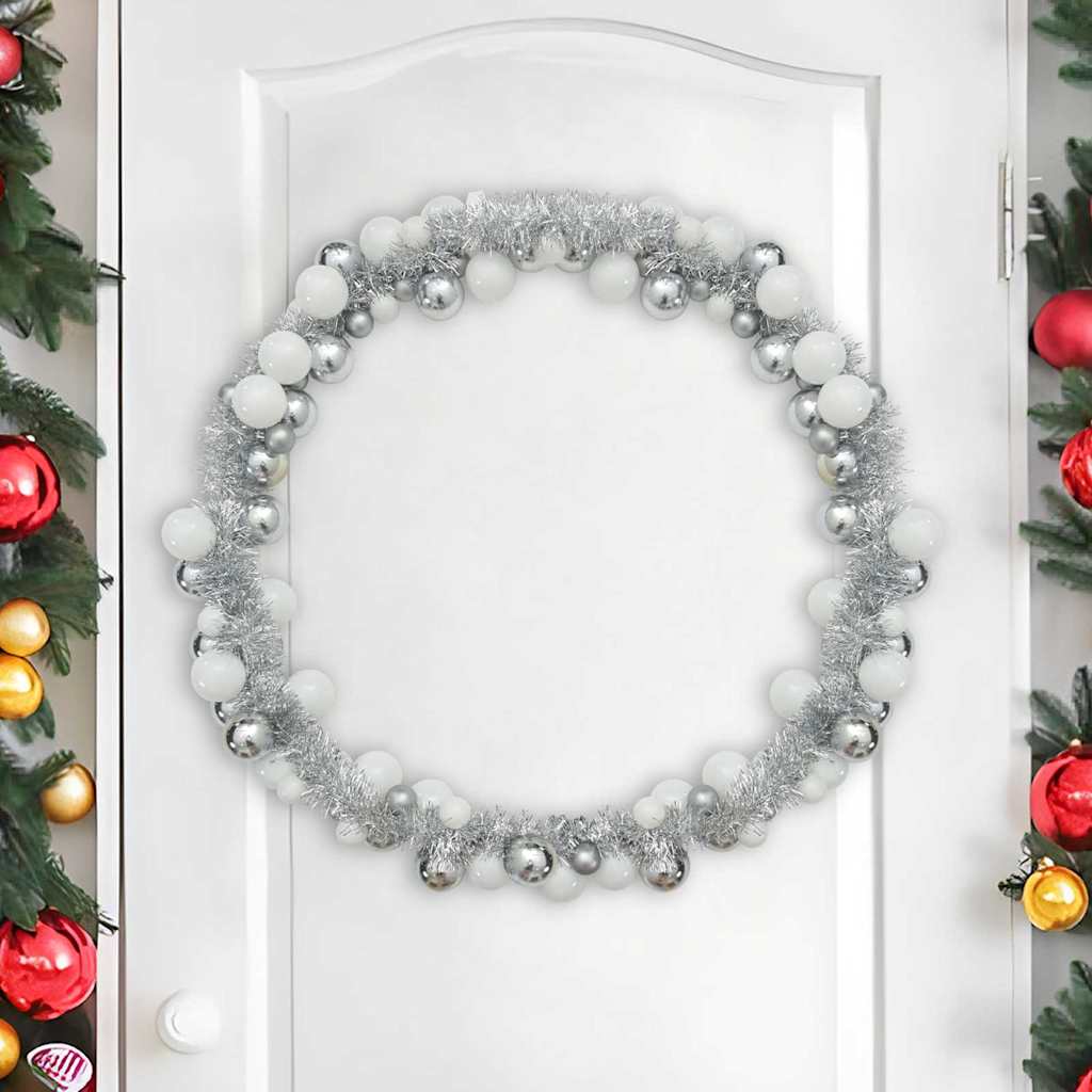 Guirlande de Boules de Noël Blanc et Argent 186 cm Polystyrène - XIOS