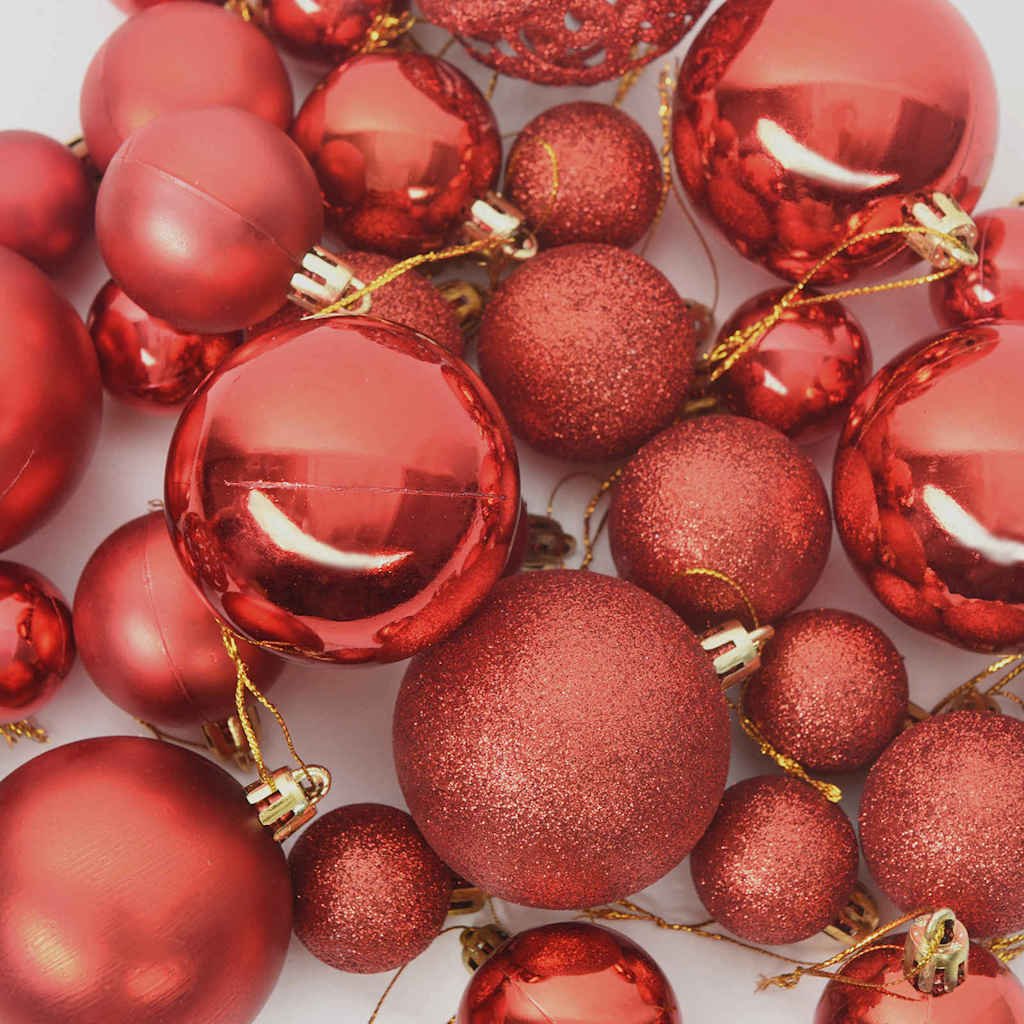 Ensemble de Boules de Noël avec 300 LED 120 pcs Rouge Plastique - XIOS