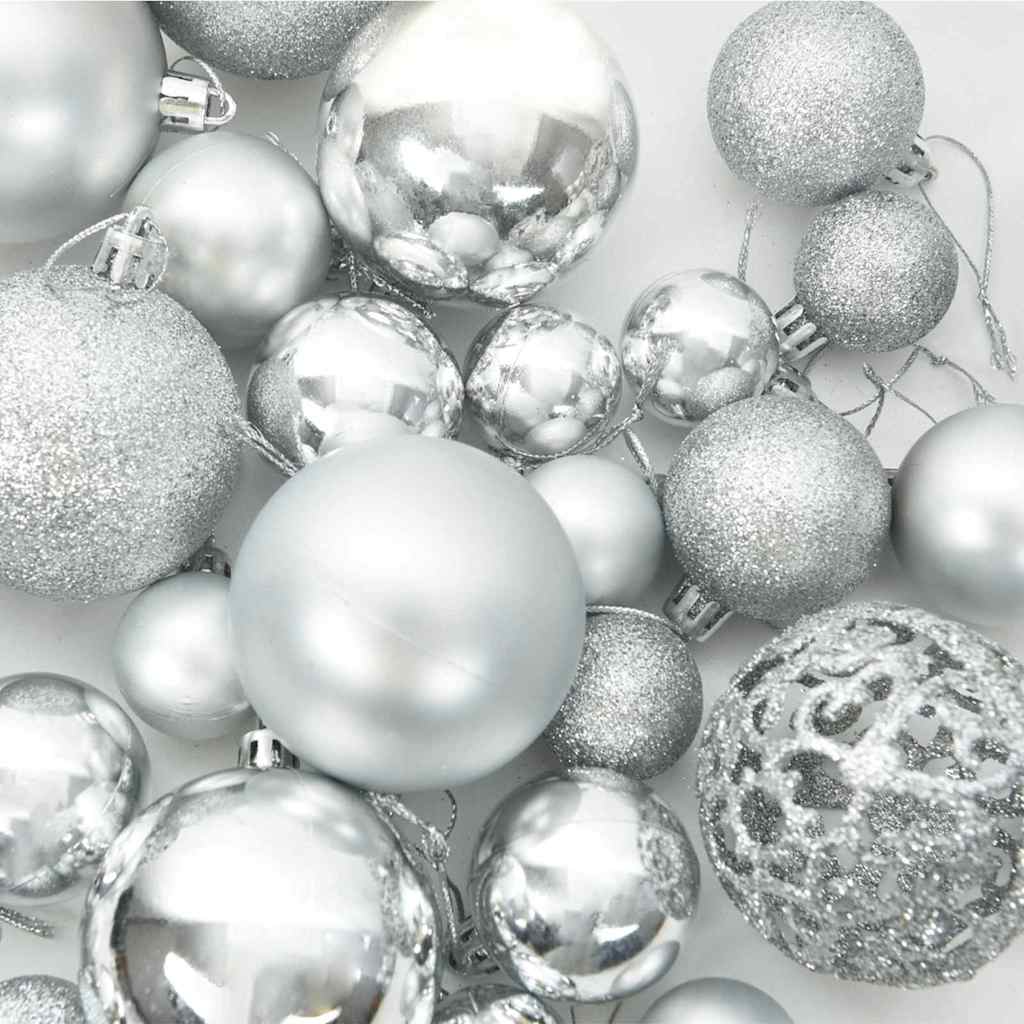 Ensemble de Boules de Noël avec 150 LED 61 pcs Argent Plastique - XIOS