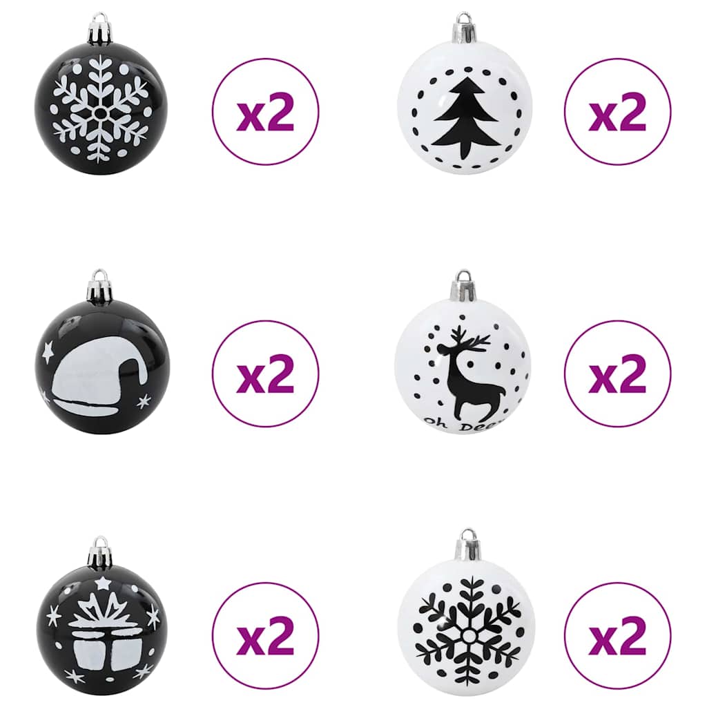 Ensemble de Boules de Noël 40 pcs Noir et Blanc Plastique - XIOS