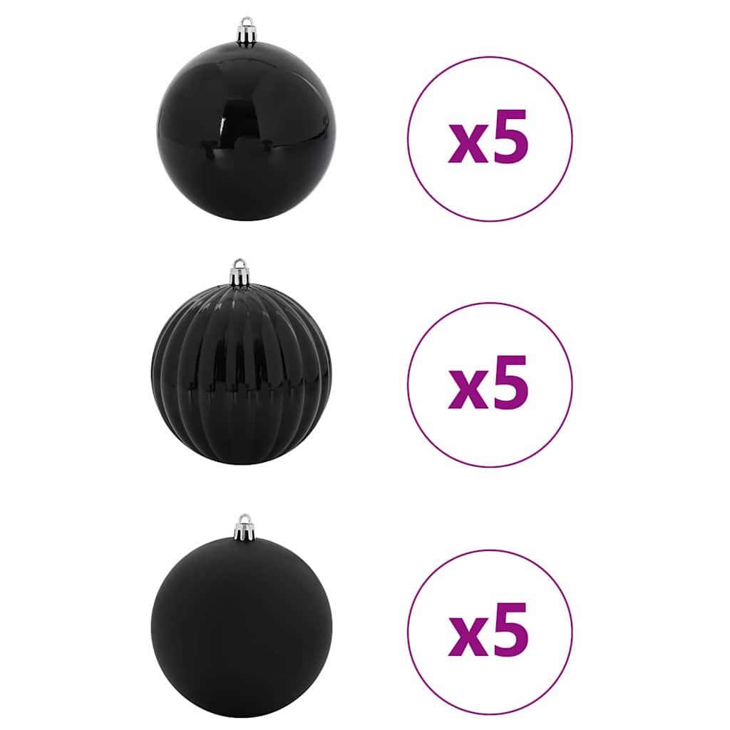 Ensemble de Boules de Noël 15 pcs Noir XL - XIOS