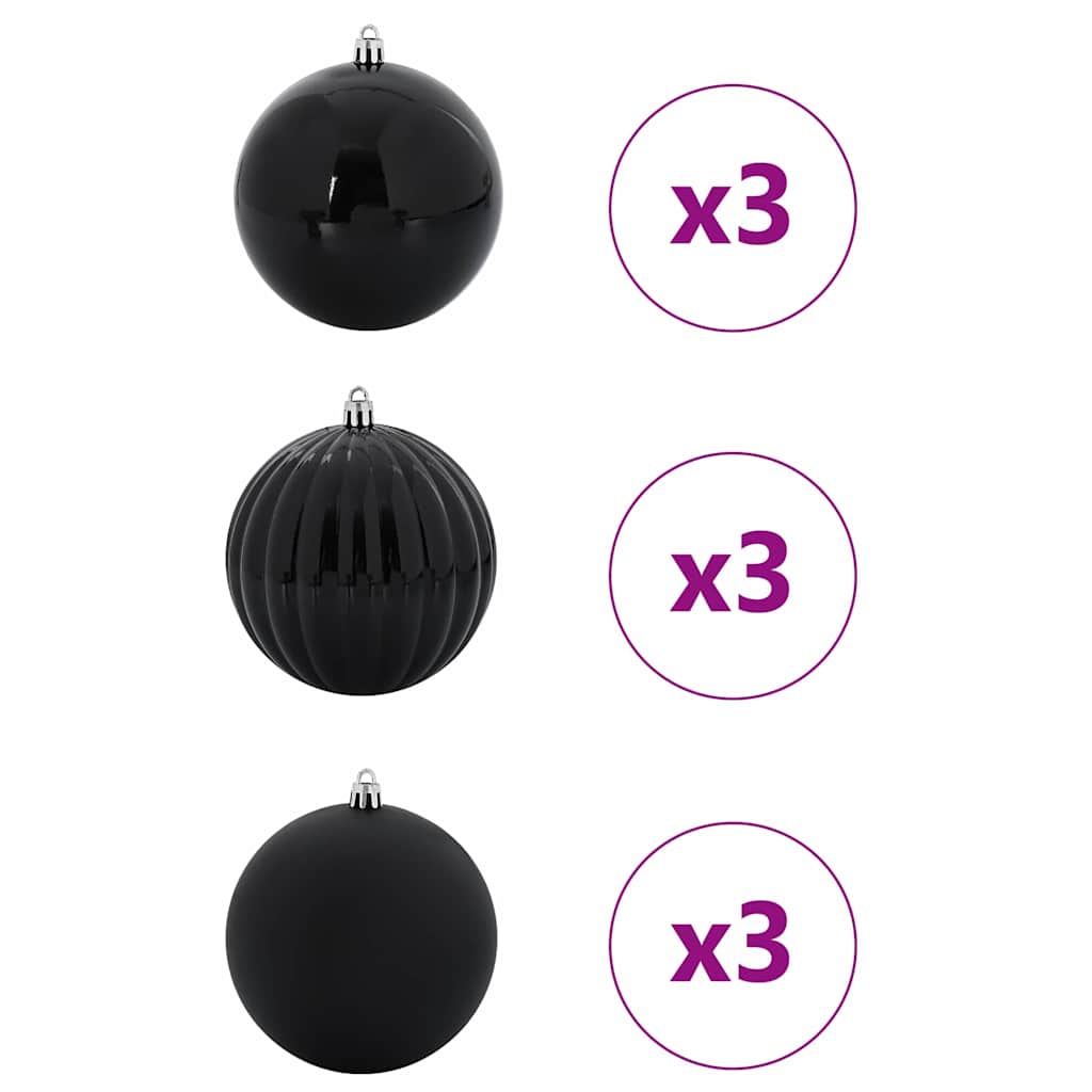 Ensemble de Boules de Noël 9 pcs Noir - XIOS