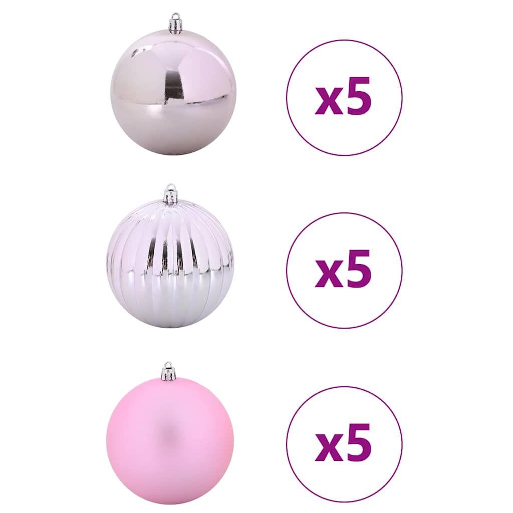 Ensemble de Boules de Noël 15 pcs Rose - XIOS