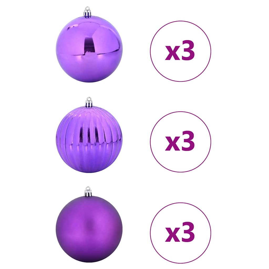 Ensemble de Boules de Noël 9 pcs Lilas Plastique - XIOS