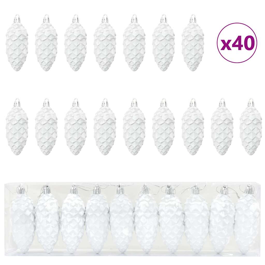 Boule de Pomme de Pin de Noël 40 pcs Blanc - XIOS
