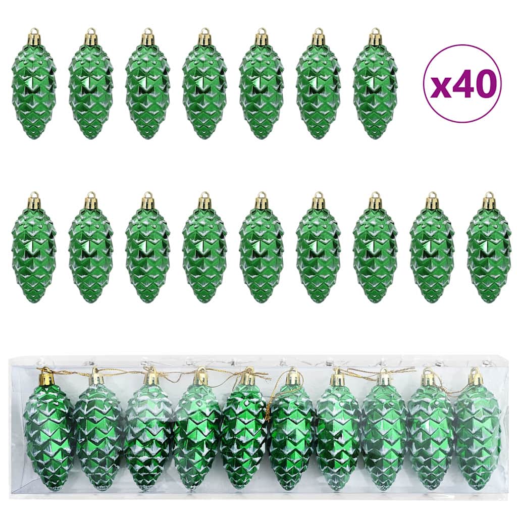 Boule de Pomme de Pin de Noël 40 pcs Vert - XIOS