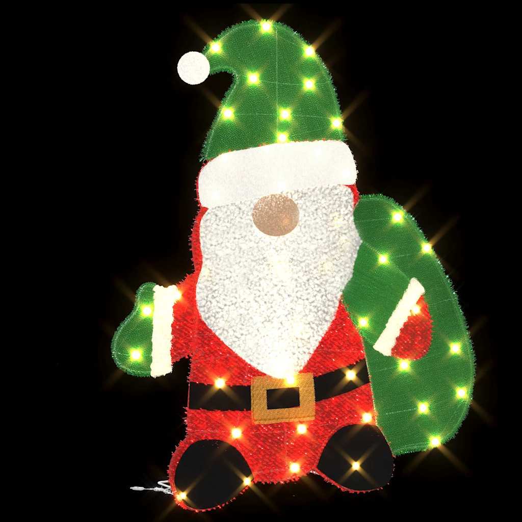 Père Noël éclairé Blanc chaud 62 x 70 cm Tissu en Guirlande - XIOS