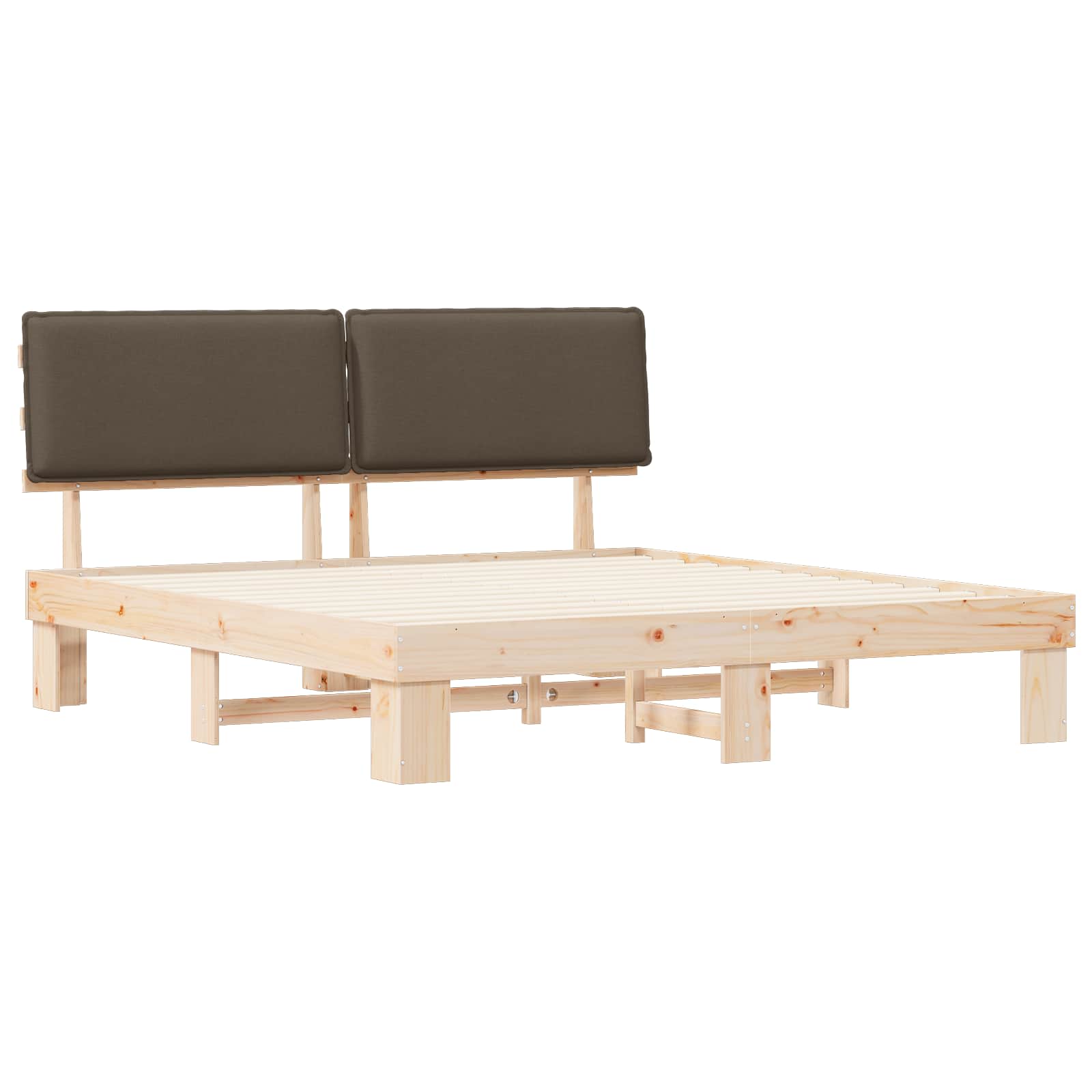 Cadre de lit avec tête de lit rembourrée Taupe 200 x 200 cm - XIOS