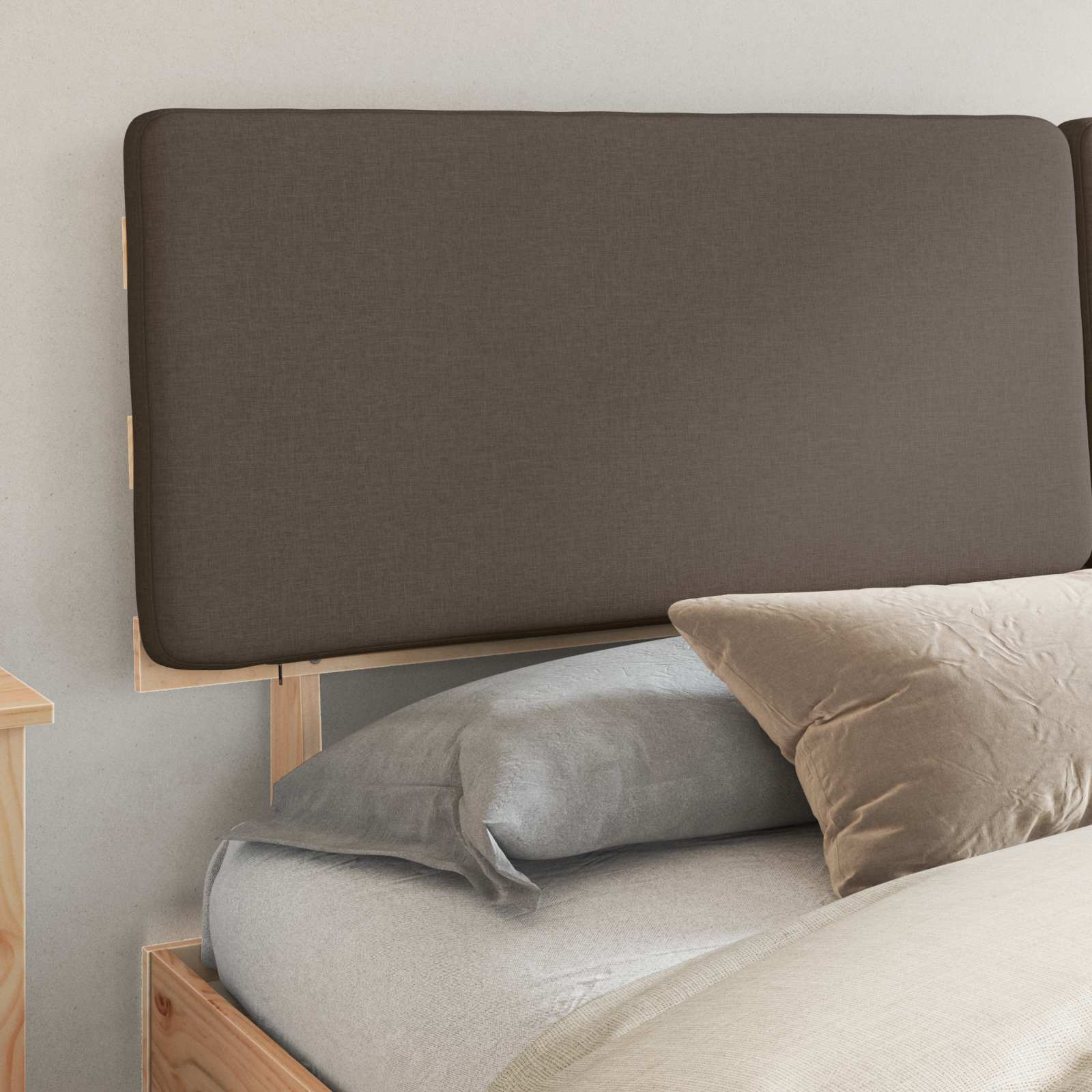Cadre de lit avec tête de lit rembourrée Taupe 200 x 200 cm - XIOS