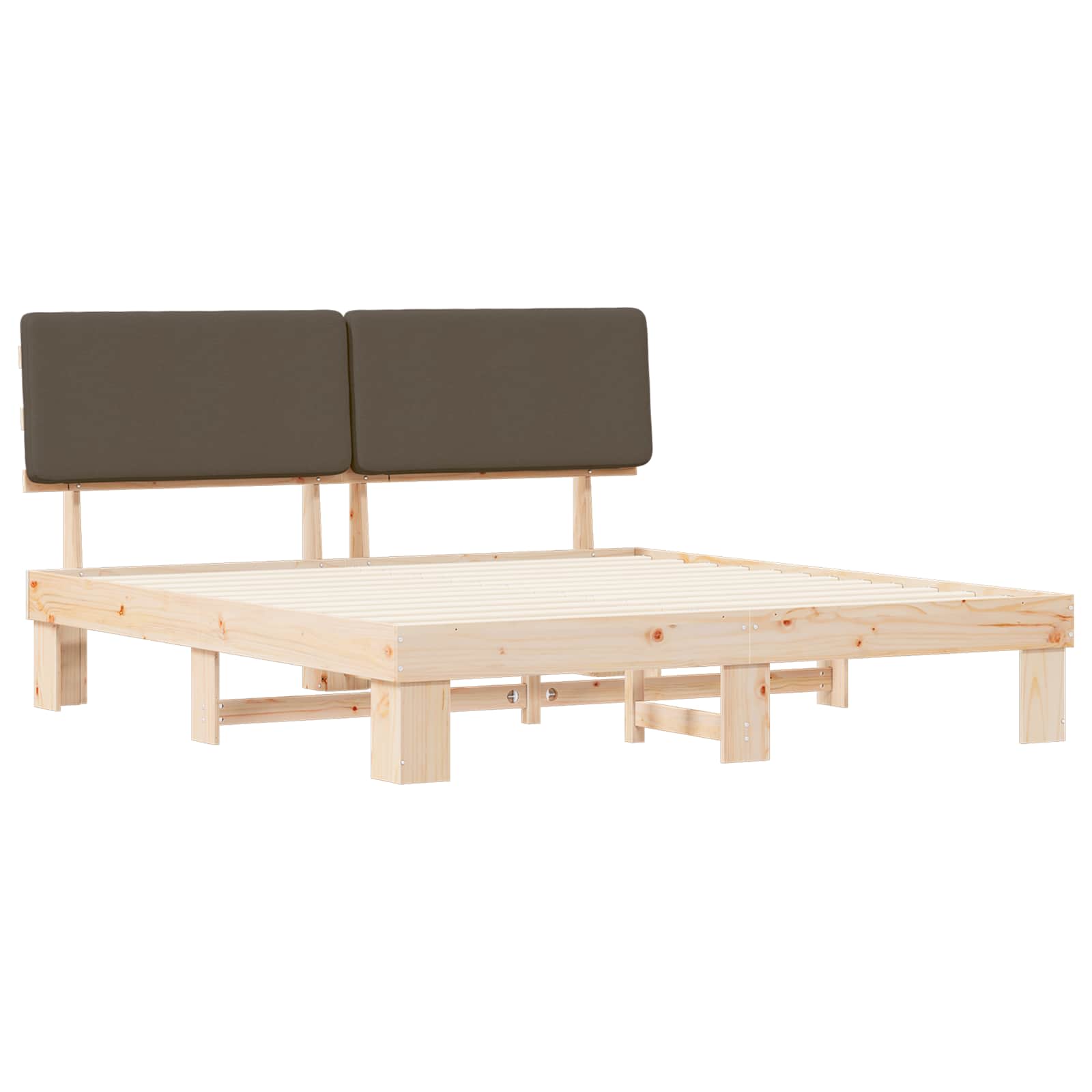 Cadre de lit avec tête de lit rembourrée Taupe 200 x 200 cm - XIOS