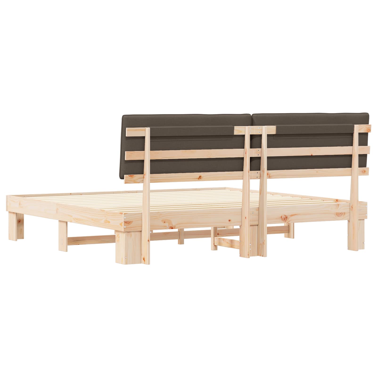 Cadre de lit avec tête de lit rembourrée Taupe 200 x 200 cm - XIOS