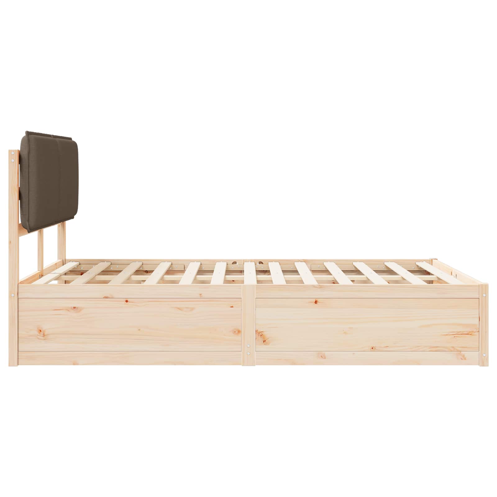 Cadre de lit avec tête de lit rembourrée Taupe 135 x 190 cm - XIOS