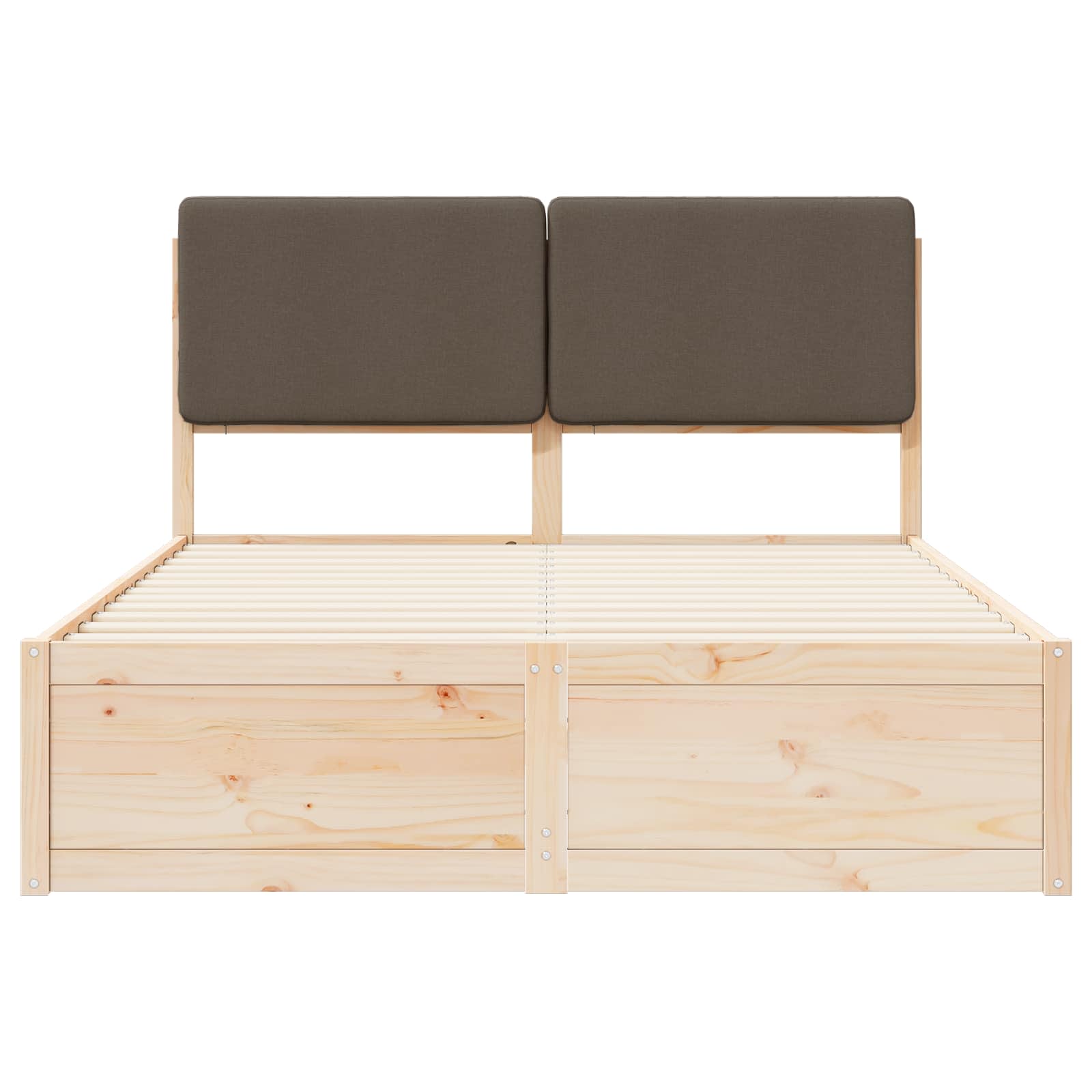 Cadre de lit avec tête de lit rembourrée Taupe 135 x 190 cm - XIOS