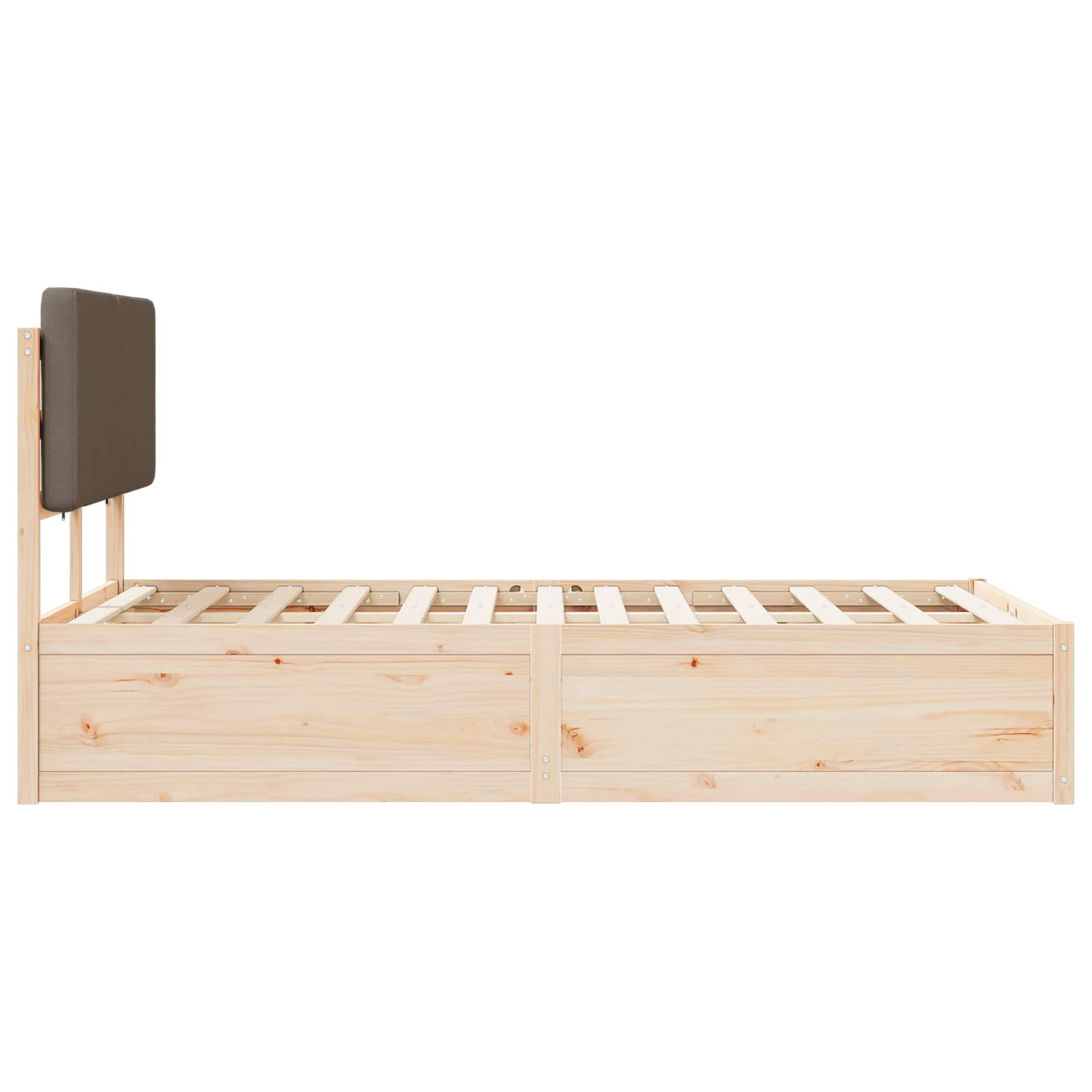 Cadre de lit avec tête de lit rembourrée Taupe 135 x 190 cm - XIOS