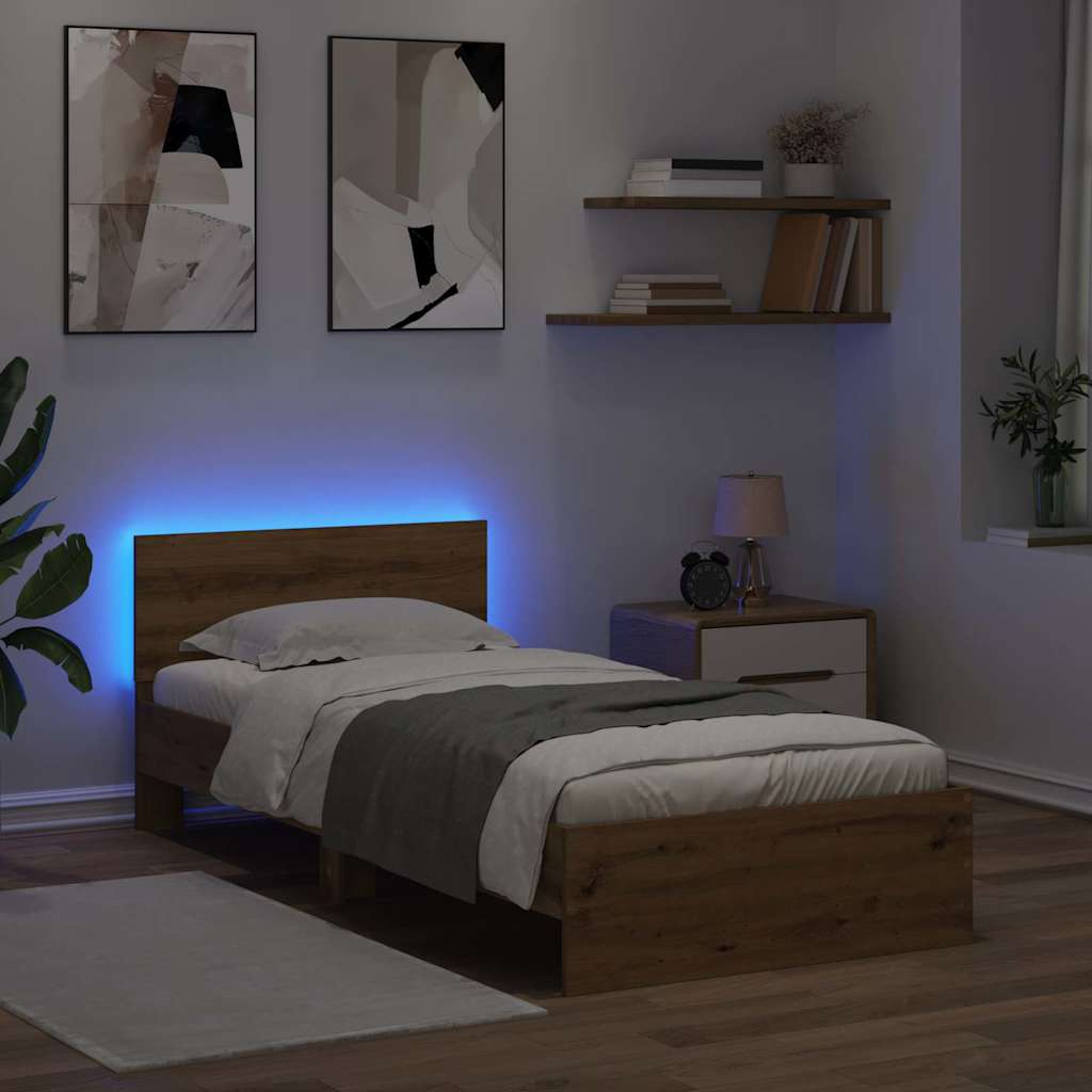 Cadre de lit Chêne artisanal 100 x 200 cm Bois d'ingénierie - XIOS