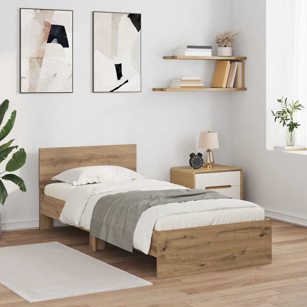 Cadre de lit Chêne artisanal 100 x 200 cm Bois d'ingénierie - XIOS