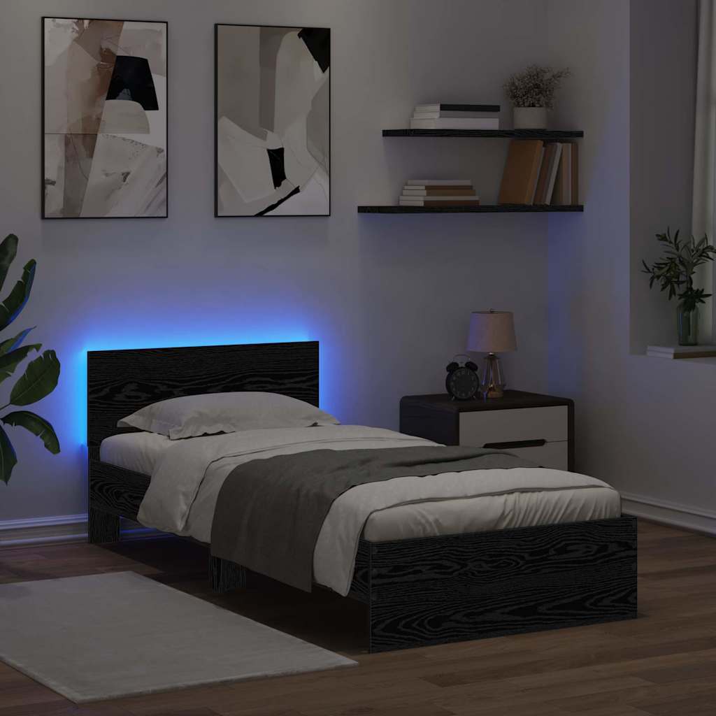 Cadre de lit Chêne noir 100 x 200 cm Bois d'ingénierie - XIOS