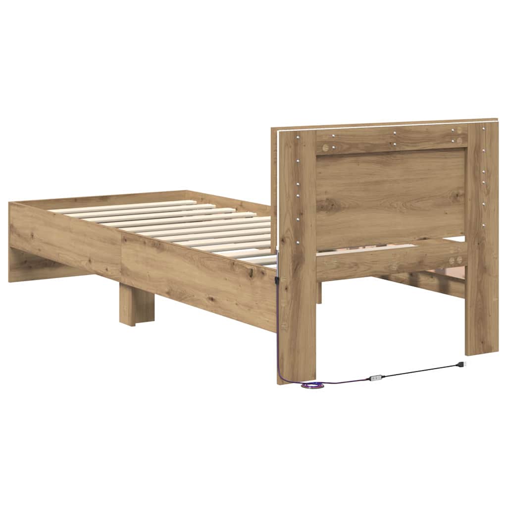 Cadre de lit Chêne artisanal 75 x 190 cm Bois d'ingénierie - XIOS