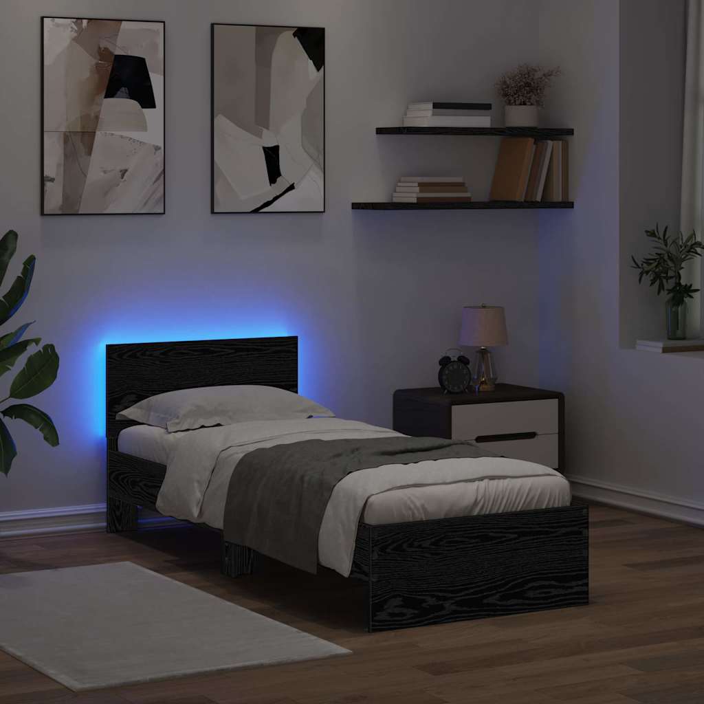 Cadre de lit Chêne noir 75 x 190 cm Bois d'ingénierie - XIOS