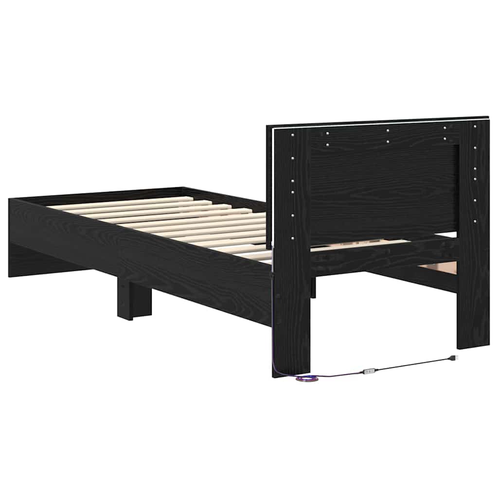 Cadre de lit Chêne noir 75 x 190 cm Bois d'ingénierie - XIOS