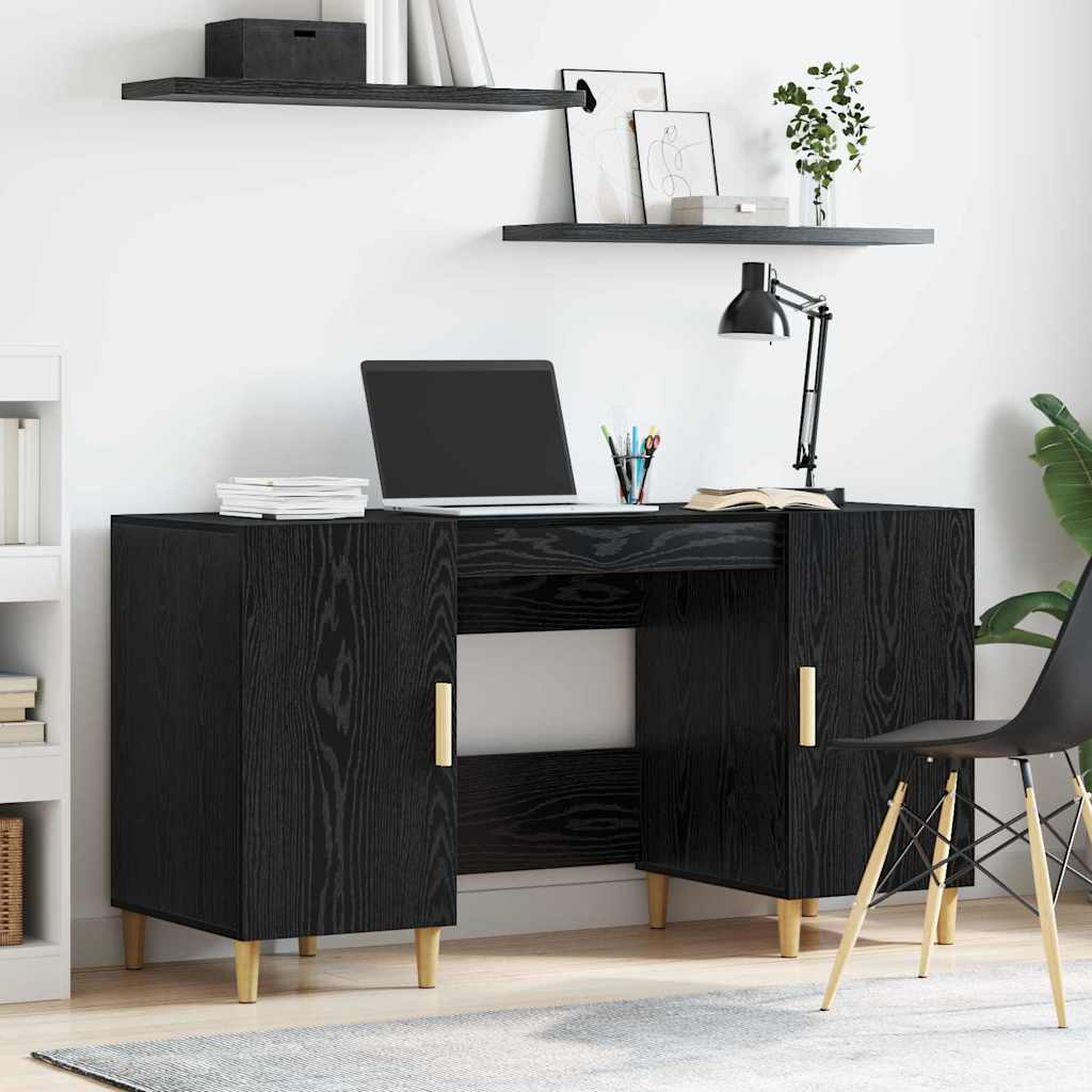 Bureau avec porte Chêne noir 140 x 50 x 75 cm Bois d'ingénierie - XIOS