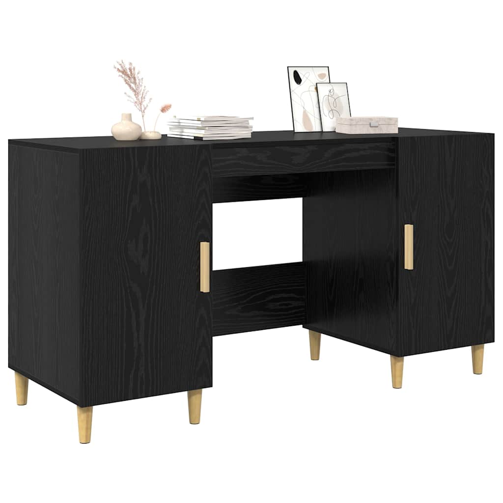 Bureau avec porte Chêne noir 140 x 50 x 75 cm Bois d'ingénierie - XIOS