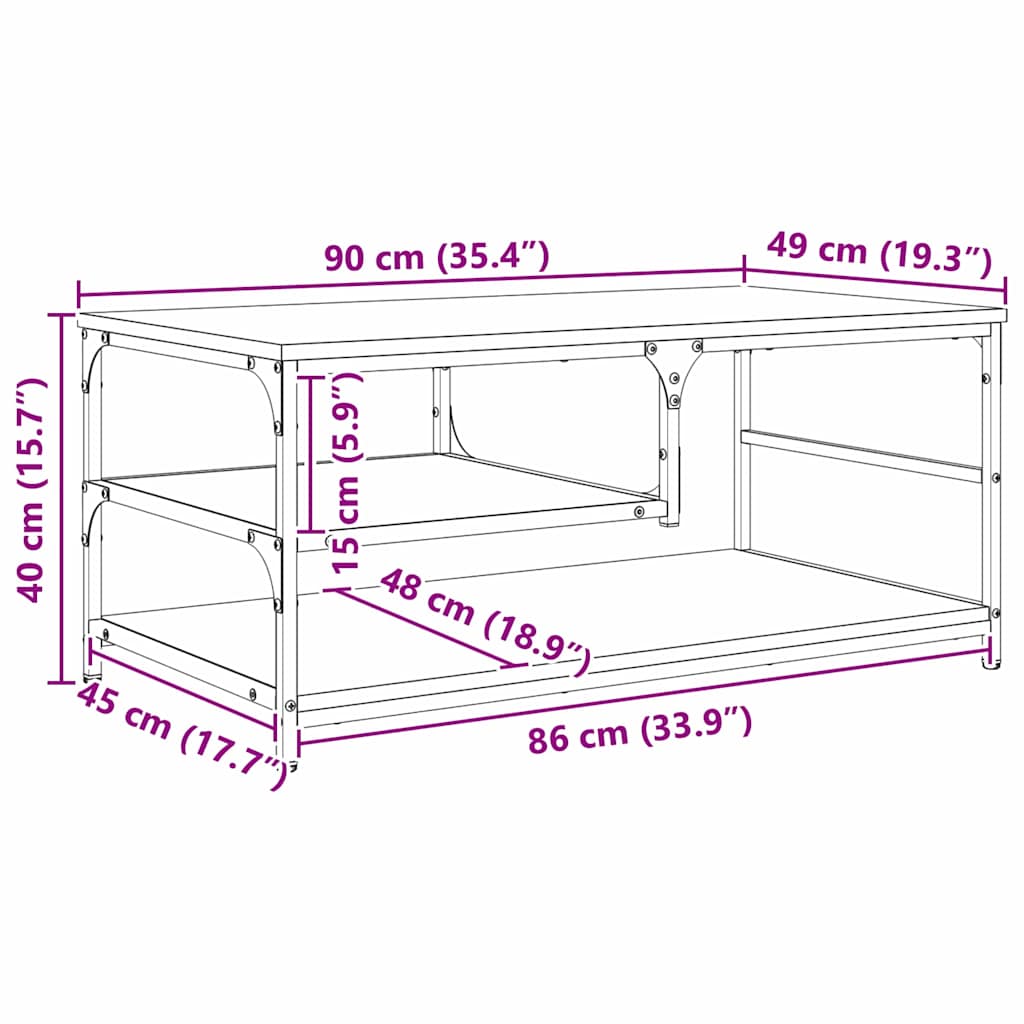 Table basse Chêne artisanal 90 x 49 x 40 cm Bois d'ingénierie - XIOS
