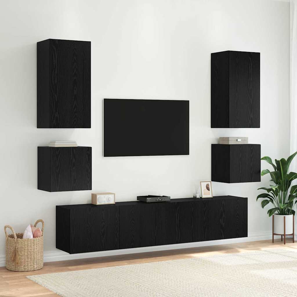 Meuble TV mural Chêne noir 100 x 35 x 41 cm Bois d'ingénierie - XIOS