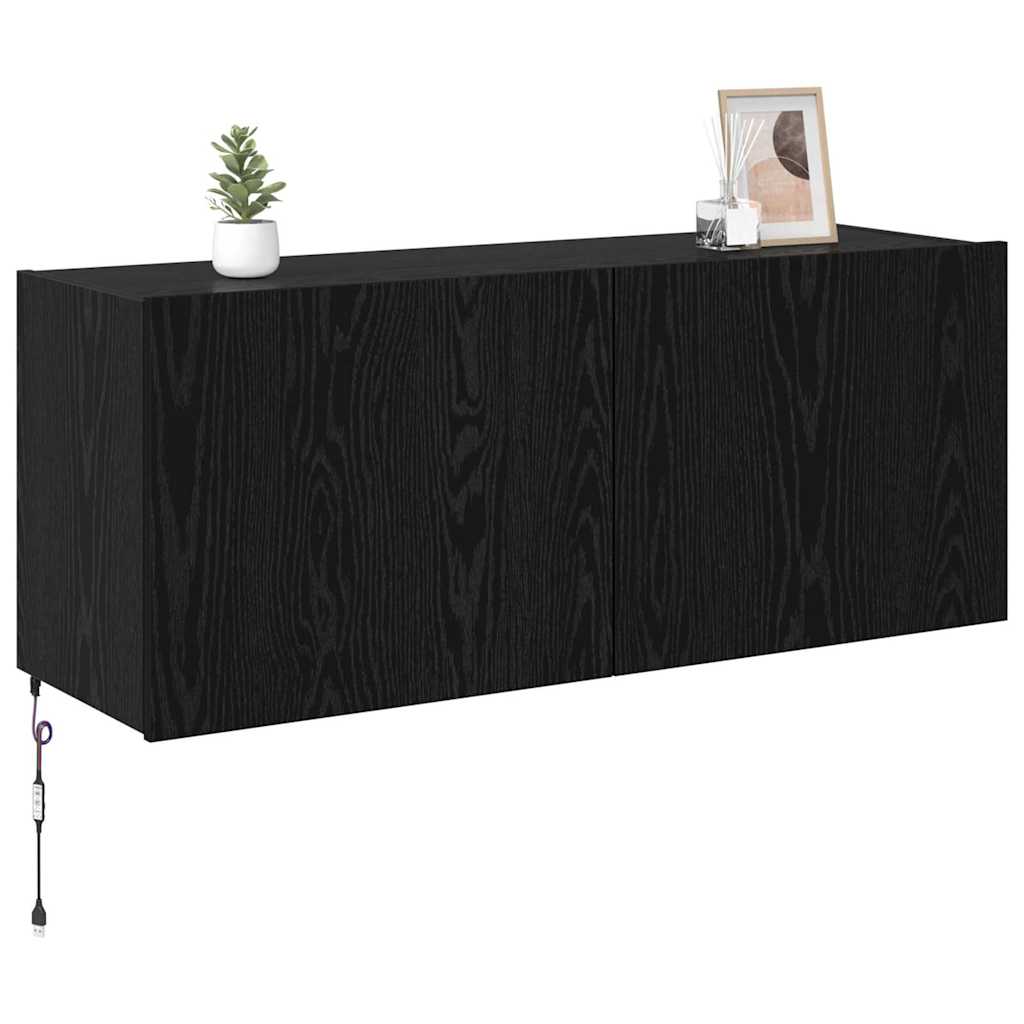 Meuble TV mural Chêne noir 100 x 35 x 41 cm Bois d'ingénierie - XIOS