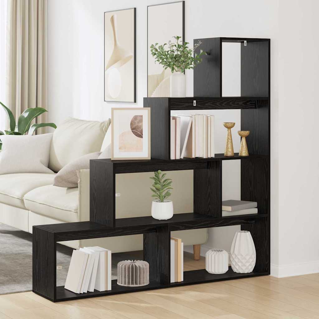 Cloison Bibliothèque Chêne noir 143,5 x 29 x 143,5 cm - XIOS