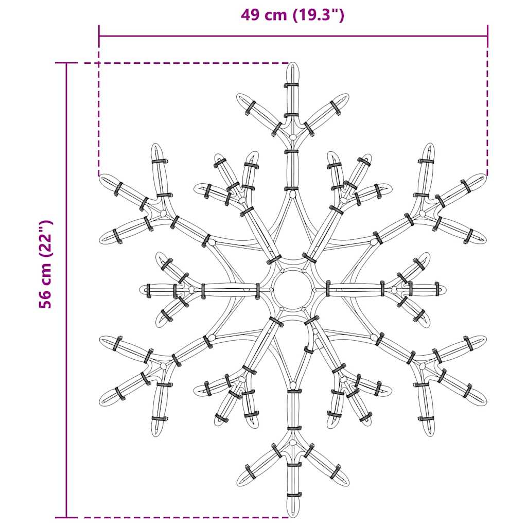 Flocon de Noël avec 180 LED Blanc chaud 56 x 49 x 0,7 cm PVC - XIOS